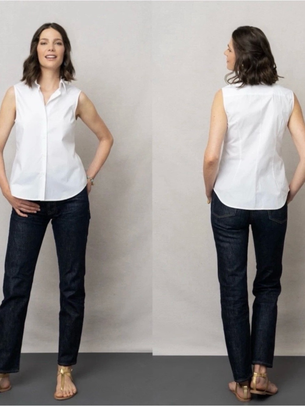 Grammar NYC Adverb Shirt White
Sleeveless Button Up Size 4
Modern Minimalist